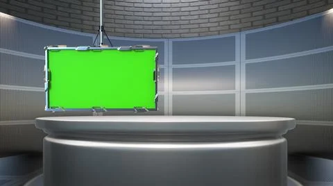 Backdrop For TV Shows .TV On Wall.3D Virtual News Studio Background Illustration