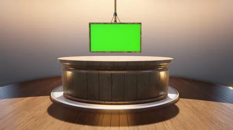 Backdrop For TV Shows .TV On Wall.3D Virtual News Studio Background Illustration