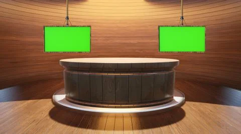 Backdrop For TV Shows .TV On Wall.3D Virtual News Studio Background Illustration