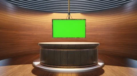 Backdrop For TV Shows .TV On Wall.3D Virtual News Studio Background Illustration