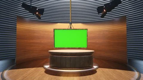 Backdrop For TV Shows .TV On Wall.3D Virtual News Studio Background Illustration