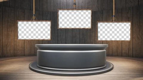 Backdrop For TV Shows .TV On Wall.3D Virtual News Studio Background Illustration
