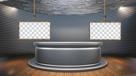 Backdrop For TV Shows .TV On Wall.3D Virtual News Studio Background Illustration