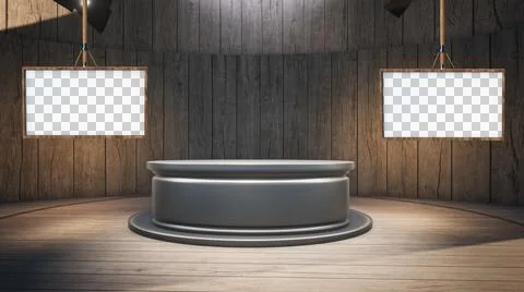 Backdrop For TV Shows .TV On Wall.3D Virtual News Studio Background Illustration