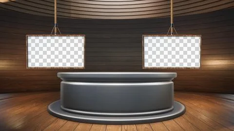 Backdrop For TV Shows .TV On Wall.3D Virtual News Studio Background Illustration