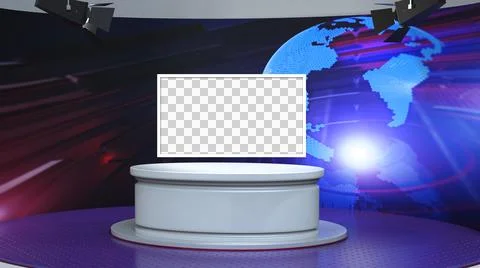 Backdrop For TV Shows .TV On Wall.3D Virtual News Studio Background Illustration