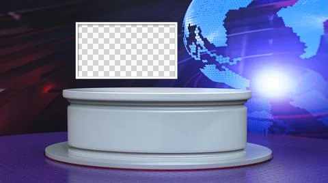 Backdrop For TV Shows .TV On Wall.3D Virtual News Studio Background Illustration