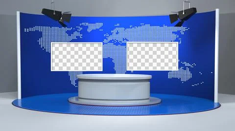 Backdrop For TV Shows .TV On Wall.3D Virtual News Studio Background Illustration