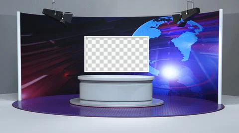 Backdrop For TV Shows .TV On Wall.3D Virtual News Studio Background Illustration