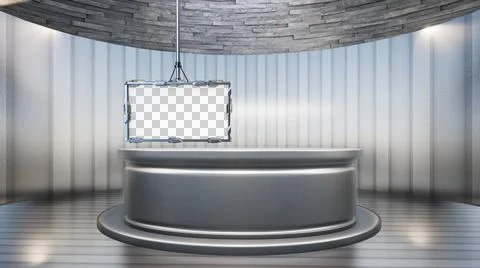 Backdrop For TV Shows .TV On Wall.3D Virtual News Studio Background Illustration