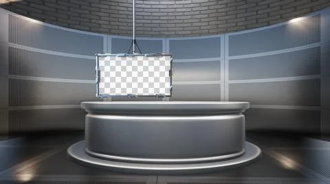 Backdrop For TV Shows .TV On Wall.3D Virtual News Studio Background Illustration
