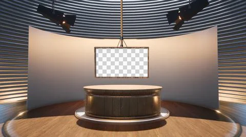 Backdrop For TV Shows .TV On Wall.3D Virtual News Studio Background Illustration