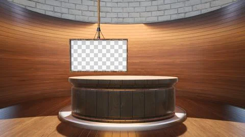 Backdrop For TV Shows .TV On Wall.3D Virtual News Studio Background Illustration