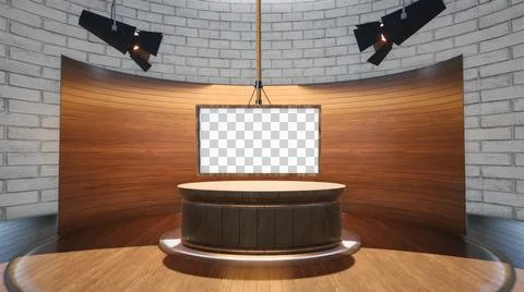 Backdrop For TV Shows .TV On Wall.3D Virtual News Studio Background Illustration