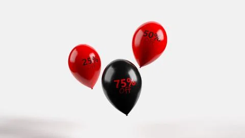 Backdrop of two red balloons and a black balloon informing about the offer Stock Illustration