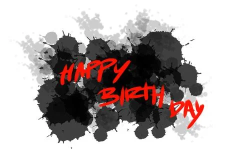 Backdrop watercolor splash black on white background, happy birthday backdr.. 스톡 일러스트