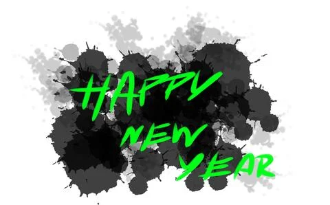 Backdrop watercolor splash black on white background, happy new year backdr.. 스톡 일러스트