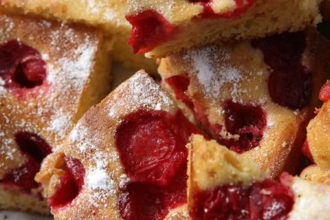 Backed cherry pie close up Fotos Stock