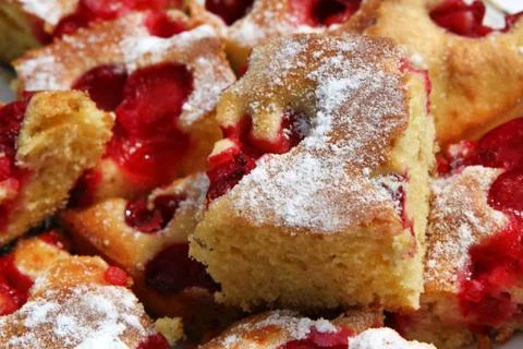 Backed cherry pie close up Stock Photos