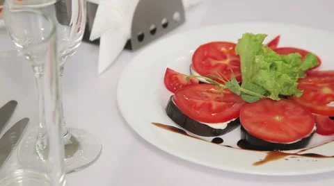 Backed eggplant with tomatoes Video stock 62483662