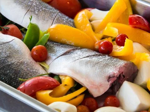 Backed fish preparation Stock Photos