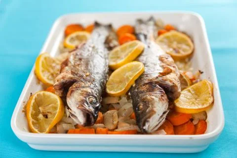 Backed seabass Stock Photos