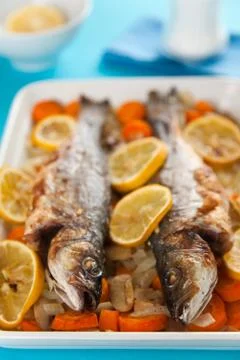 Backed seabass Stock Photos