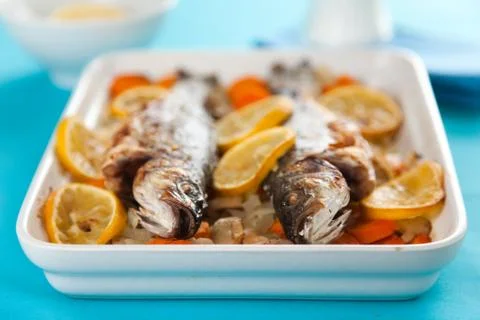 Backed seabass Stock Photos