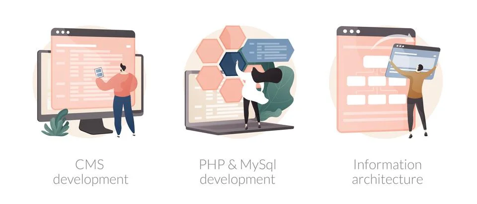 Backend development abstract concept vector illustrations. Illustrazione stock