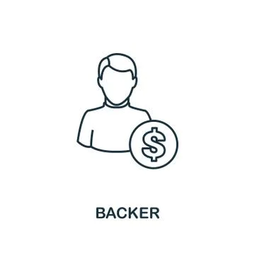 Backer outline icon. Thin line element from crowdfunding icons collection. UI Stock Illustration