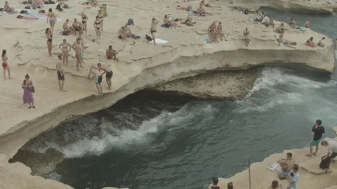 Backflip Cliff Dive into Sea 1920x1080 Stock Footage 145359474