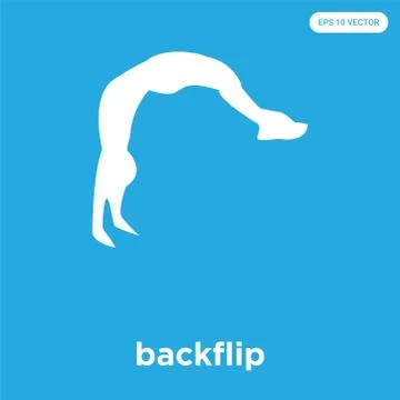 Backflip icon isolated on blue background Free Stock Illustration