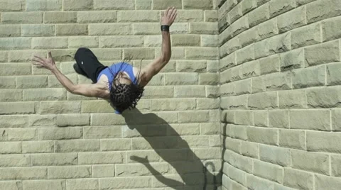 Backflip off a wall Stock Footage 22664751