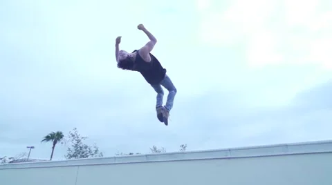 Backflip off of Wall - Super Slow Motion Stock Footage 52672341