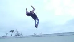 Ninja flips in air, slow motion, Stock Video