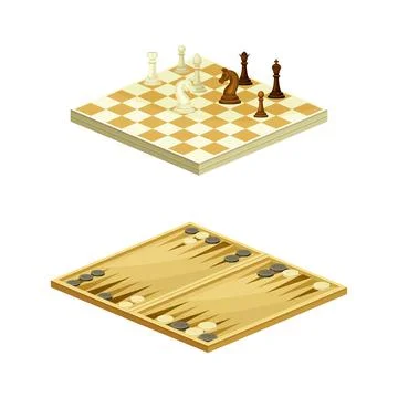 Backgammon and chess strategy board games set vector illustration Stock Illustration