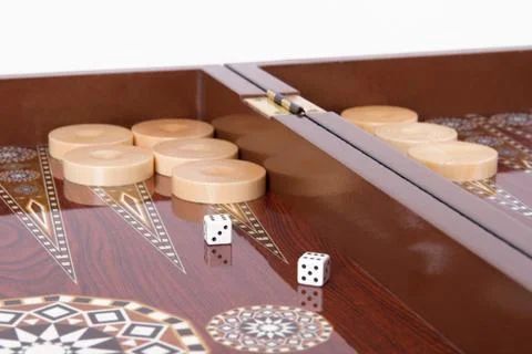 Backgammon and double six Stock Photos