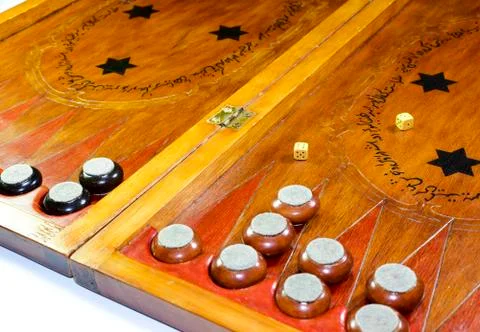 Backgammon. Backgammon handmade. Stock Photos