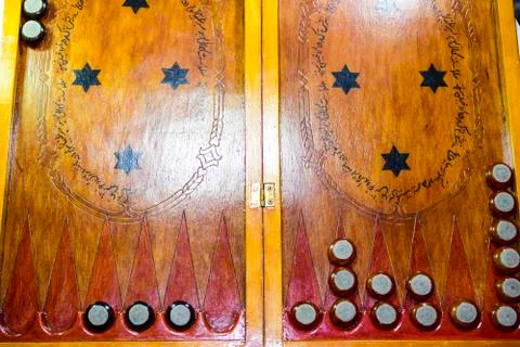 Backgammon. Backgammon handmade. Stock Photos