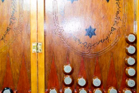 Backgammon. Backgammon handmade. Stock Photos