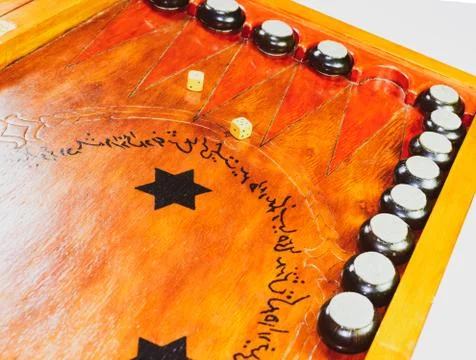 Backgammon. Backgammon handmade. Stock Photos