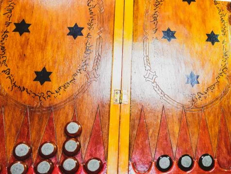 Backgammon. Backgammon handmade. Stock Photos