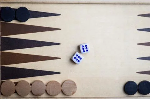 Backgammon board and dice Stock Photos