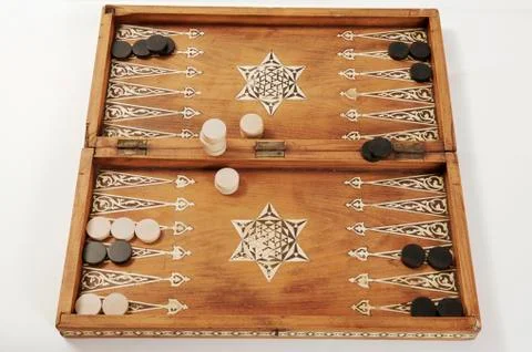 Backgammon board, close-up Stock Photos