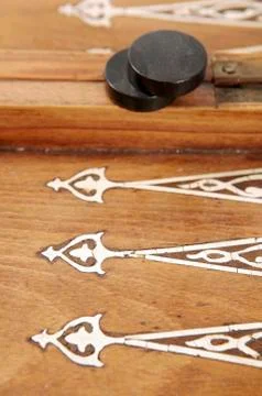 Backgammon board, close-up Stock Photos