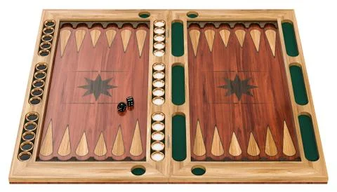 Backgammon, board game. 3d rendering Illustrazione stock