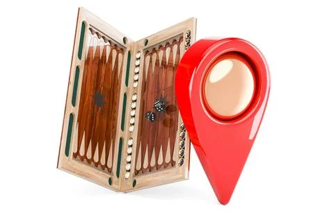 Backgammon, board game with map pointer, 3D rendering Backgammon, board ga... Foto stock