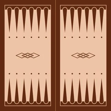 Backgammon board for playing with chips and dice, abstract brown traditional Stock Illustration