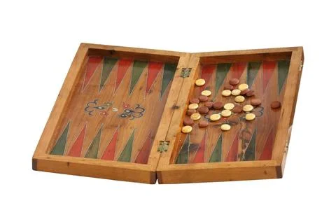 Backgammon board Retro backgammon board isolated with clipping path includ... Stock Photos