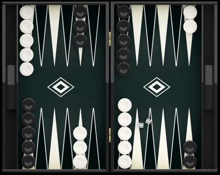 Backgammon bw dice up Stock Illustration